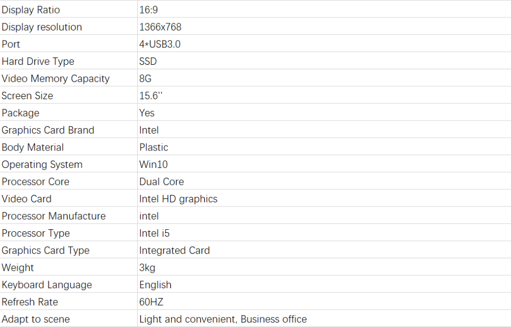 HP ProBook 650 G1 parameters